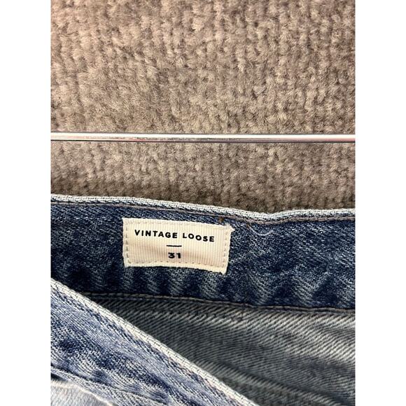 PacSun Vintage Loose Jeans Mens Size 31x29 Blue White Patchwork Straight Leg - Picture 4 of 12